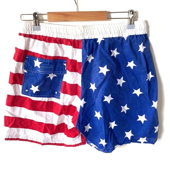 Tipsy elves patriotic stars & stripes printed swim trunks, Size M - Picture 2 of 5